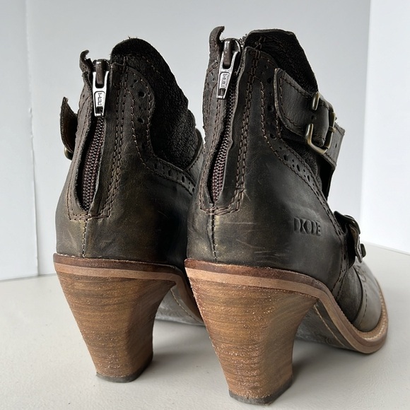 Dkode Heeled Ankle Booties Leather Cowboy Western Metallic Bronze Brown - Picture 4 of 17